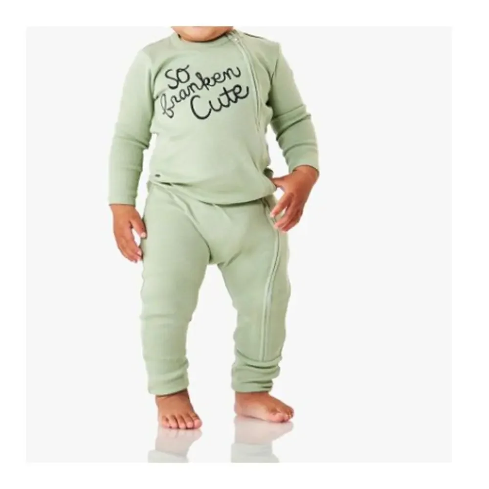 Pottery Barn Kids Baby Green So Franken Cute Organic Cotton Onepiece Size 3-6 M - Picture 2 of 6